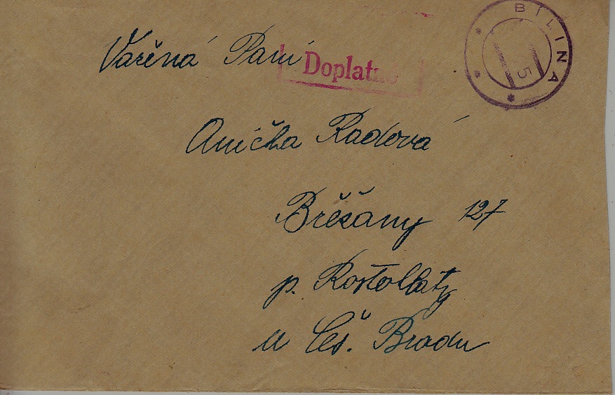 Czechoslovakia used cover 1945 Bilina