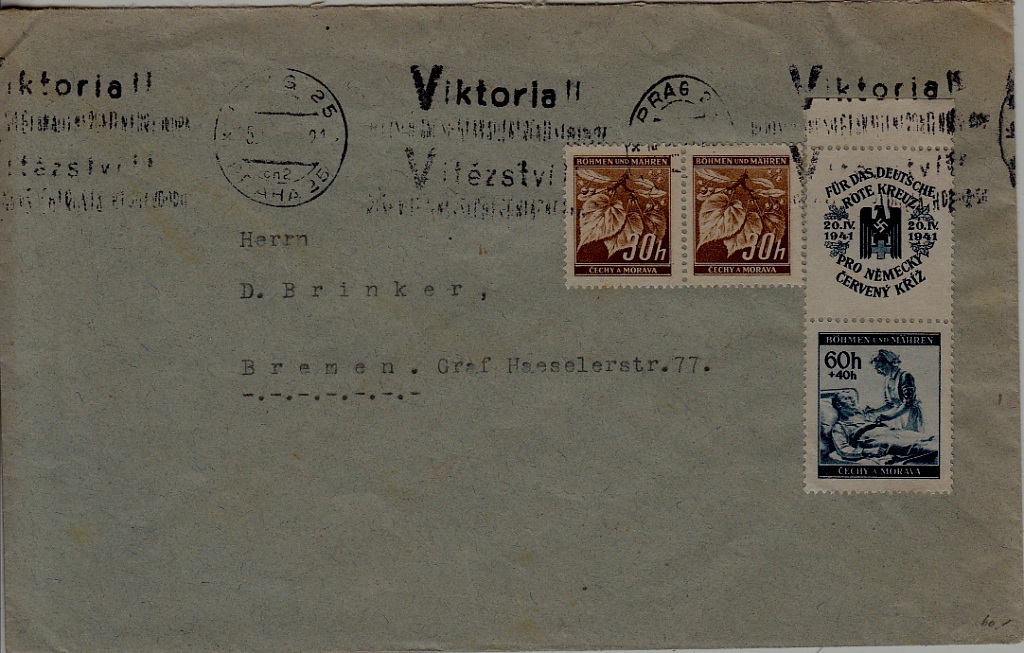 Bohemia used cover 1941 Praha25