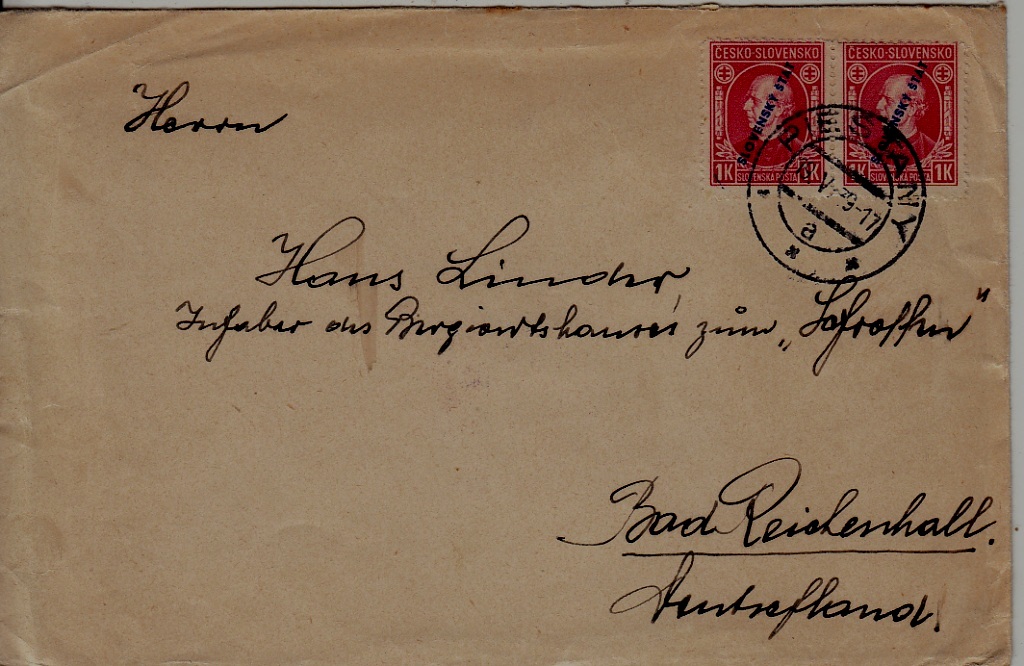 Slovakia used cover 19.5.39
