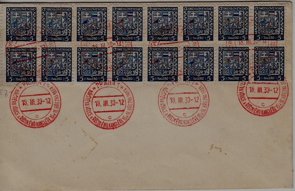 Czechoslovakia used cover 18.3.39 Praha