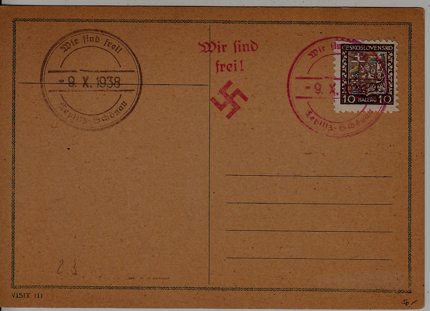 Czechoslovakia used card 9.10.38 Teplitz
