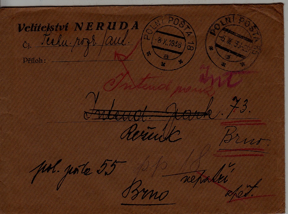 Czechoslovakia Feldpost cover 8.10.38