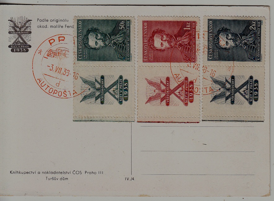 Czechoslovakia used card 3.7.38 Praha