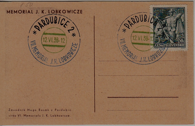 Czechoslovakia used card 12.6.38 Pardubice
