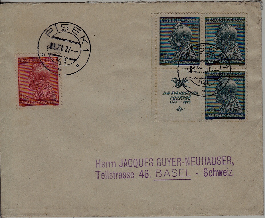 Czechoslovakia used cover 21.11.37 Pisek