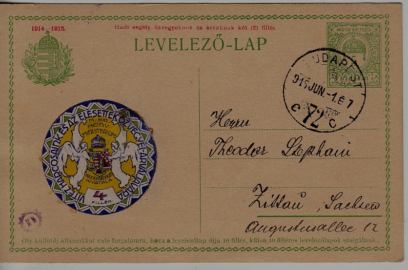 Hungary used card 4.6.15 Budapest
