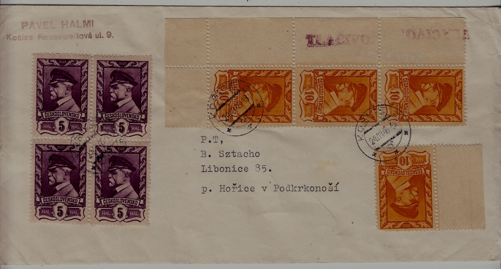 Czechoslovakia used cover 24.8.46 Kosice