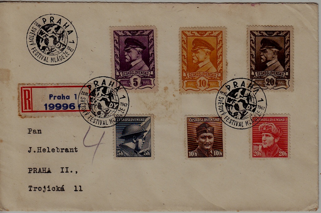 Czechoslovakia registered cover 20.8.47 Praha