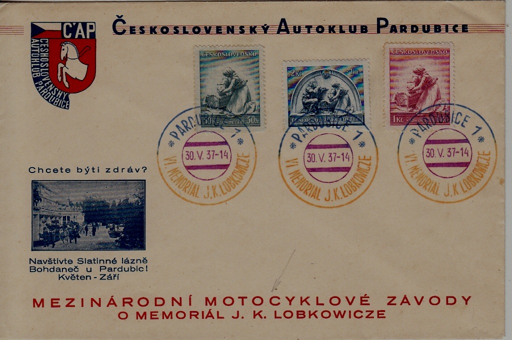 Czechoslovakia used cover 30.5.37 Pardubice