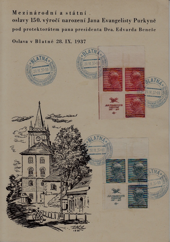 Czechoslovakia used sheet 28.9.37 Blatna