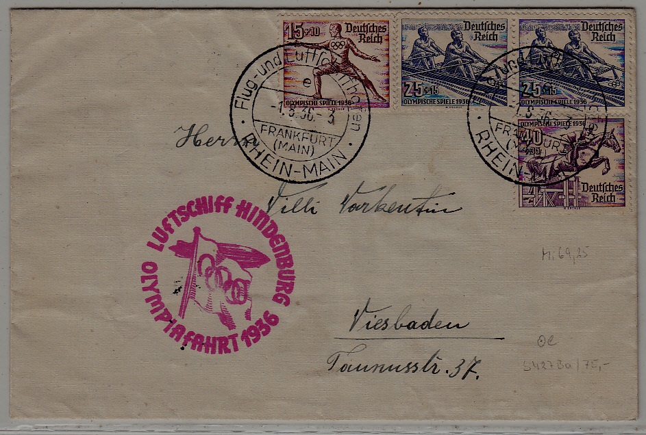 Germany Zeppelin cover Olympiafahrt 1.8.36