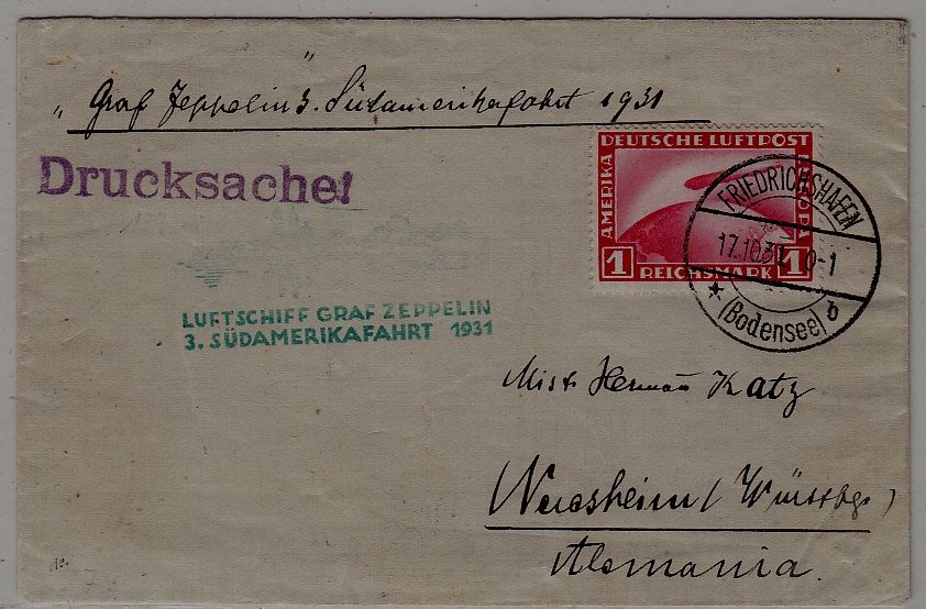 Germany/Brazil Zeppelin cover 3.SAF 17.10.31
