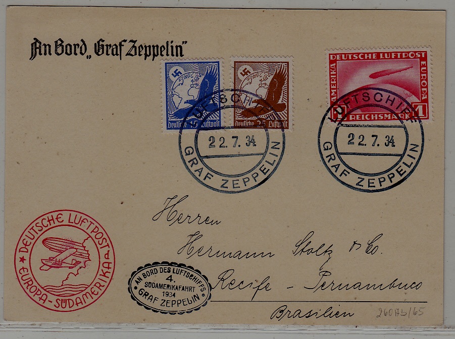 Germany/Brazil Zeppelin card 14.SAF 22.7.34