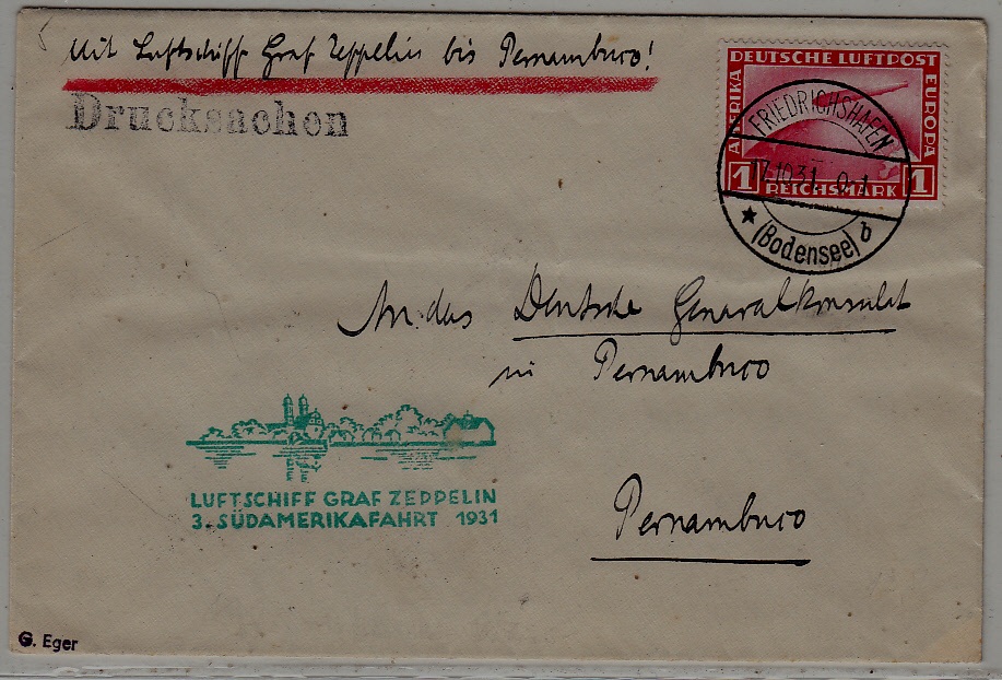 Germany/Brazil Zeppelin cover 3.SAF 17.10.31