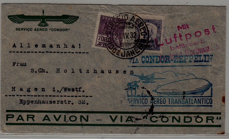 Brazil/Germany Zeppelin cover 21.4.32 Rio