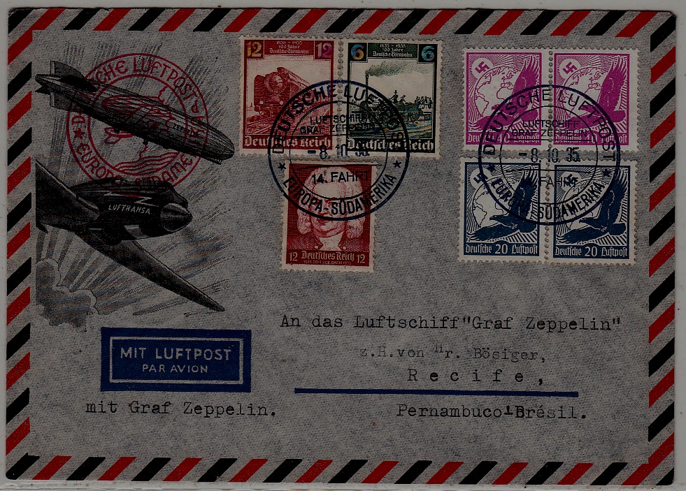 Germany/Brazil Zeppelin cover 14.SAF 8.10.35