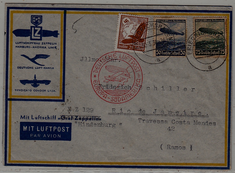 Germany/Brazil Zeppelin cover 30.3.36 Friedrichshafen