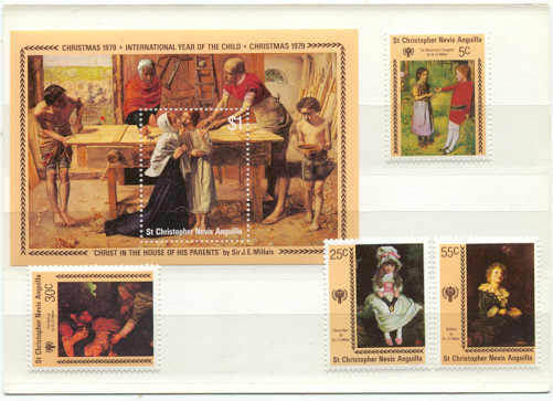St.Kitts Nevis 388-92 MNH VF Children year/Painting