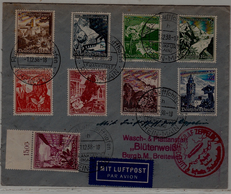 Germany Zeppelin cover Sudetenland flight 1.12.38