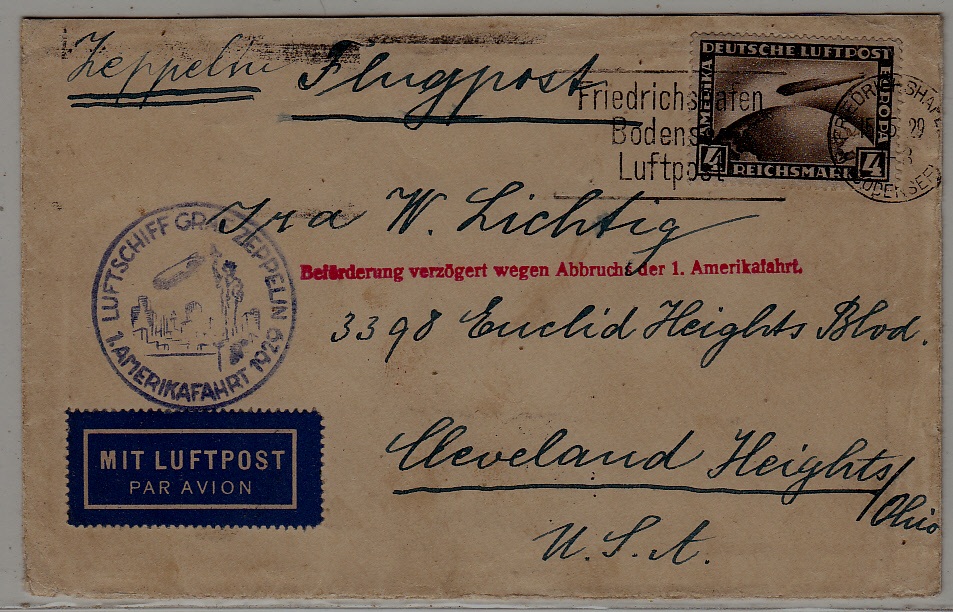 Germany/USA Zeppelin cover 15.5.29
