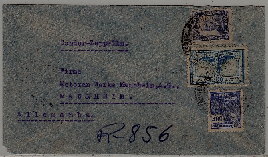 Brazil/Germany Zeppelin cover 25.8.34 tear