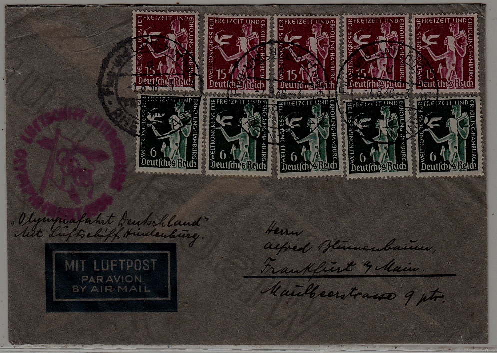 Germany Zeppelin cover Olympiafahrt 1.8.36