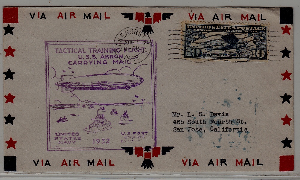 USA Zeppelin cover 1.8.32 Lakehurst