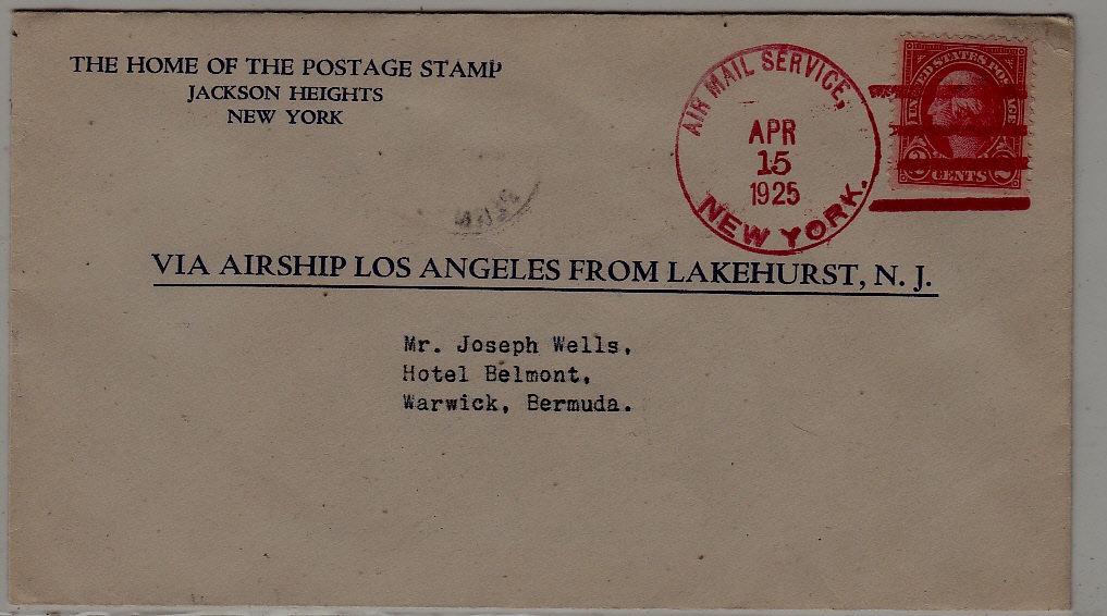 USA/Bermuda Zeppelin cover 15.4.25