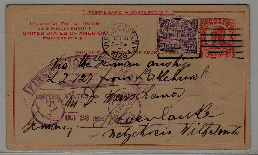 USA/Germany Zeppelin card 21.10.28