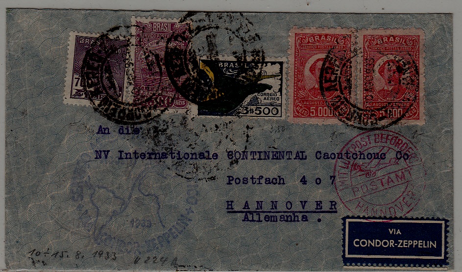 Brazil/Germany Zeppelin cover 10.8.33