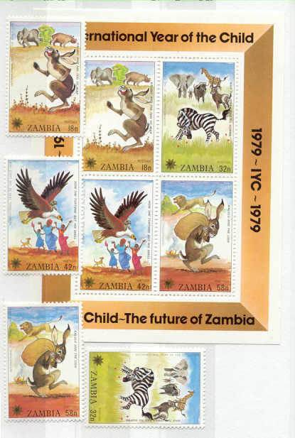 Zambia Mi.205-08/bl.5 MNH VF Children year/Animals