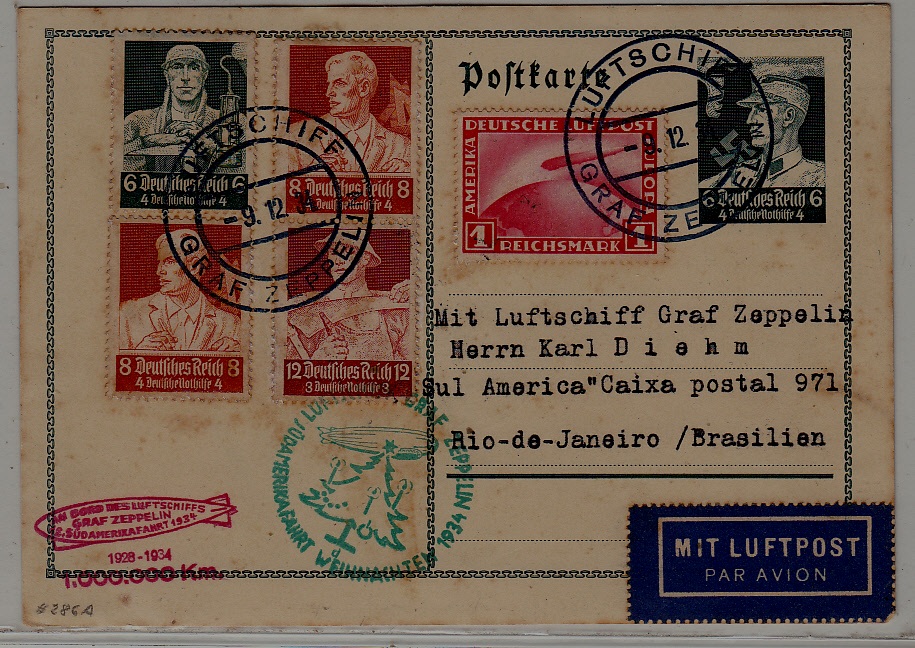 Germany/Brazil Zeppelin card 9.12.34 boarpost