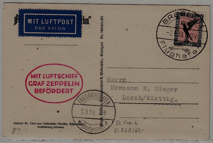 Germany Zeppelin card 7.9.30 Breslau