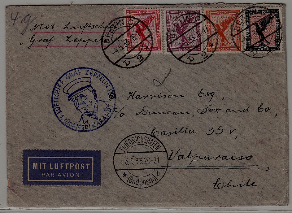 Germany/Chile Zeppelin cover 4.5.33 Berlin
