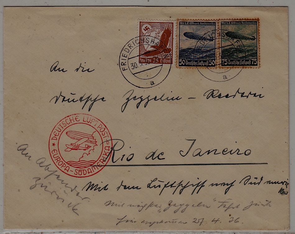 Germany/Brazil Zeppelin cover 30.3.36