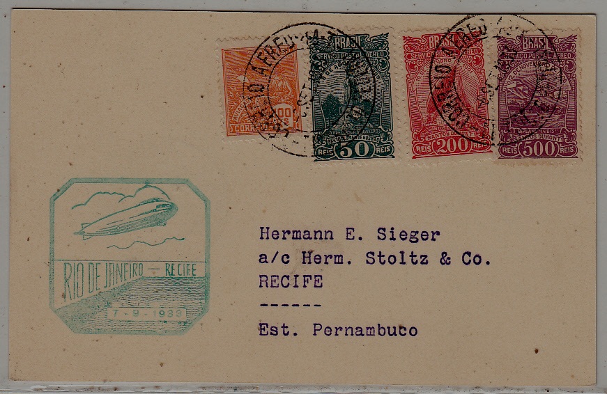 Brazil Zeppelin card 6.9.33