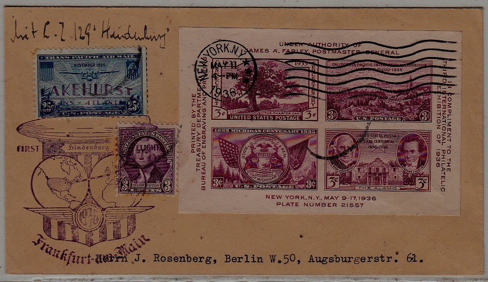 USA/Germany Zeppelin cover 11.5.36