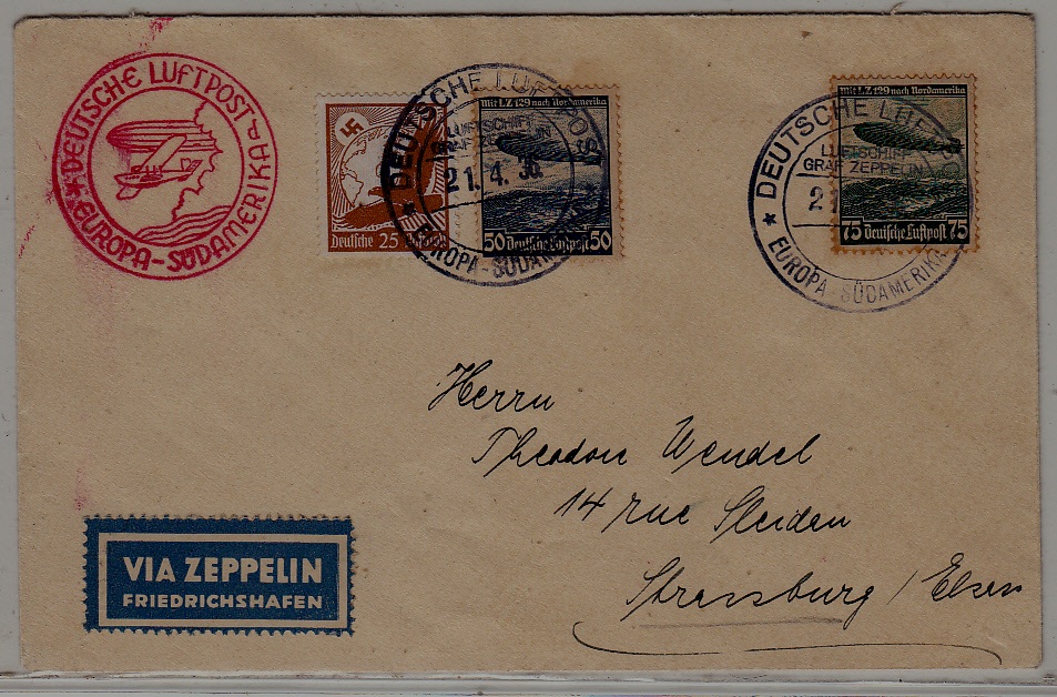 Germany/France Zeppelin cover 21.4.36