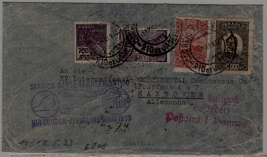 Brazil/Germany Zeppelin cover 11.5.33