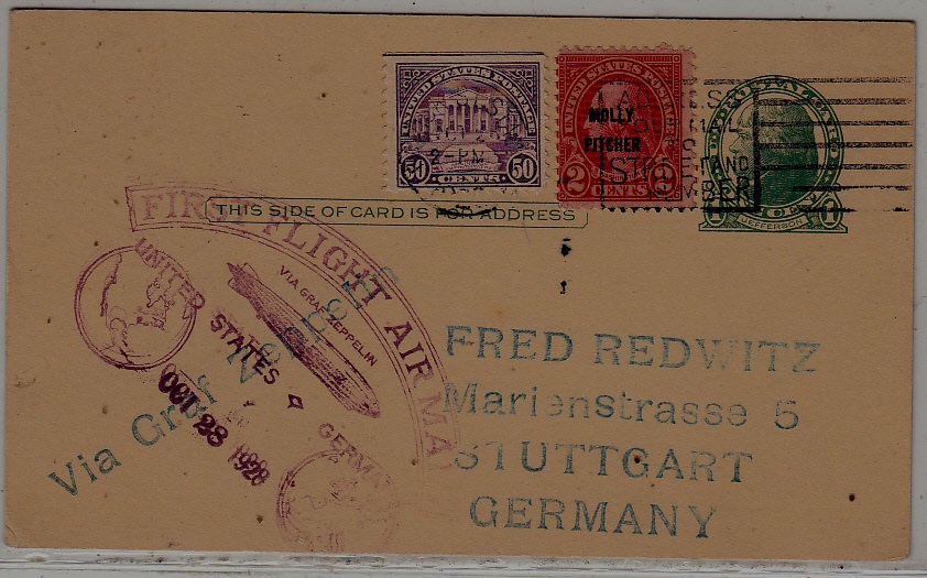USA/Germany Zeppelin card 28.10.28
