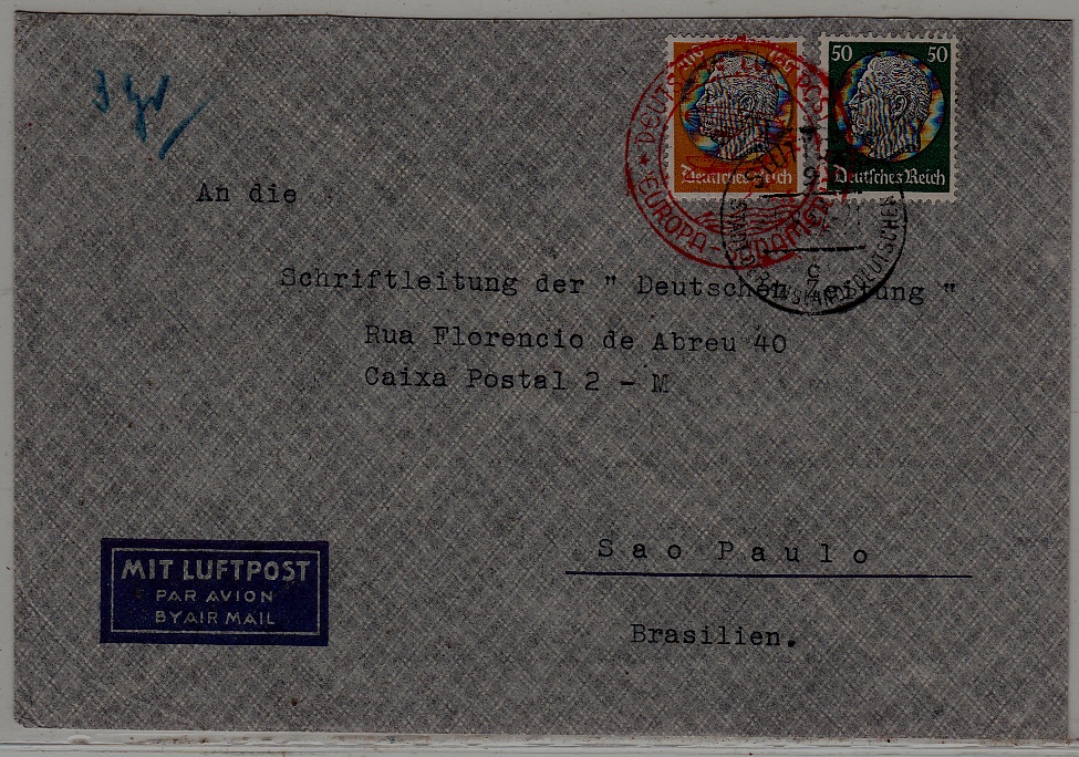 Germany/Brazil Zeppelin cover 5.9.37 Stuttgart
