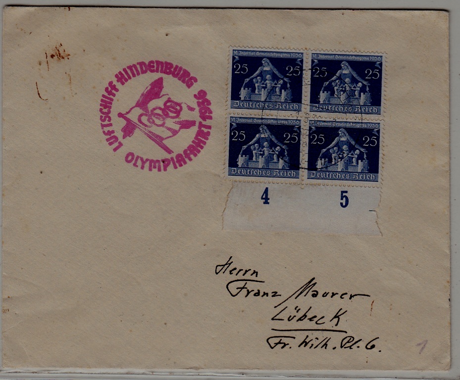 Germany Zeppelin cover Olympiafahrt 1.8.36