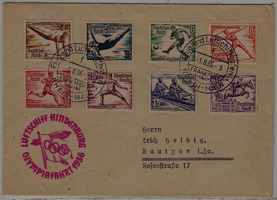 Germany Zeppelin cover Olympiafahrt 1.8.36
