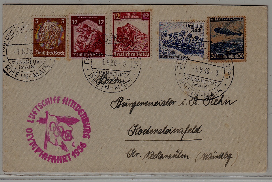 Germany Zeppelin cover Olympiafahrt 1.8.36