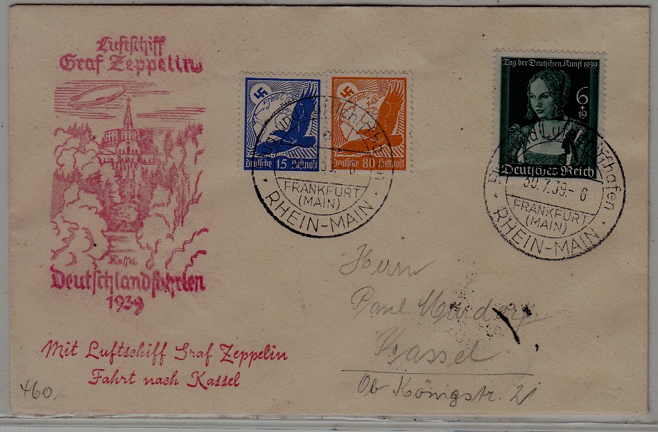 Germany Zeppelin cover Kassel flight 30.7.39