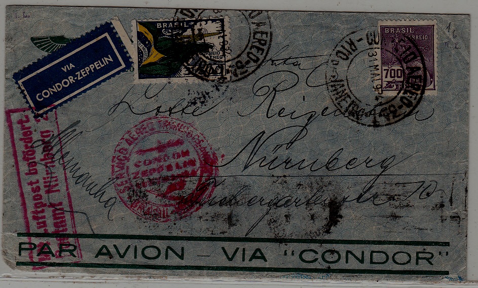 Brazil/Germany Zeppelin cover 31.5.34 Rio