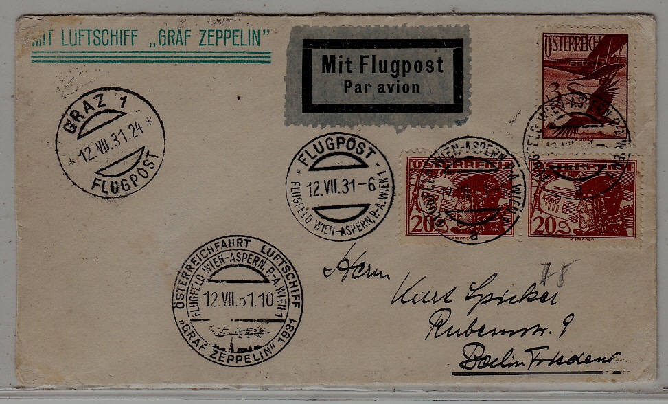 Austria Zeppelin cover 12.7.31 Graz