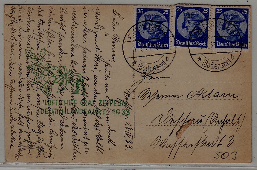 Germany Zeppelin card Deutschland F 1.5.33