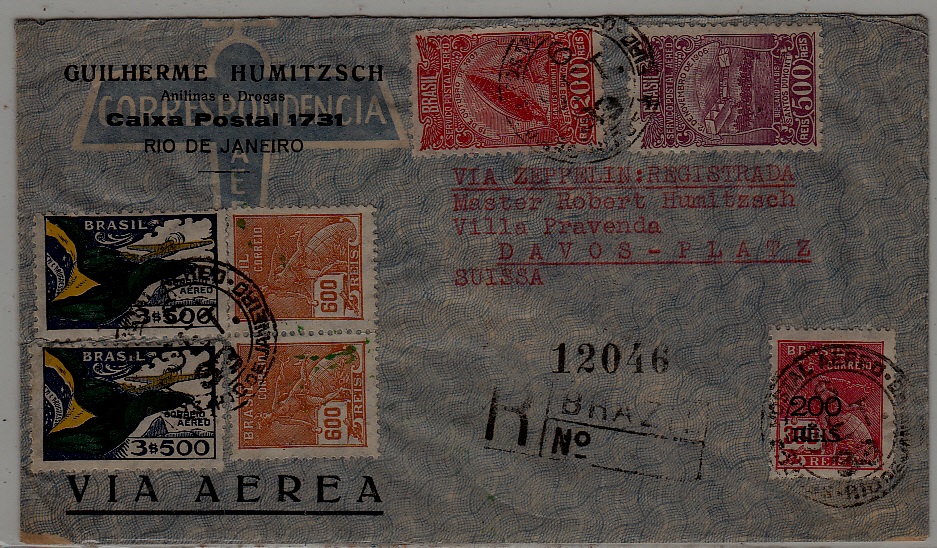 Brazil/Germany/Switzerland Zeppelin cover 6.9.33