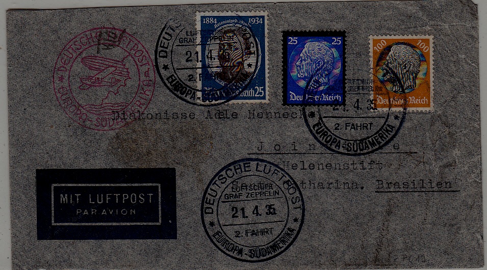 Germany/Brazil Zeppelin cover 2.SAF 21.4.35